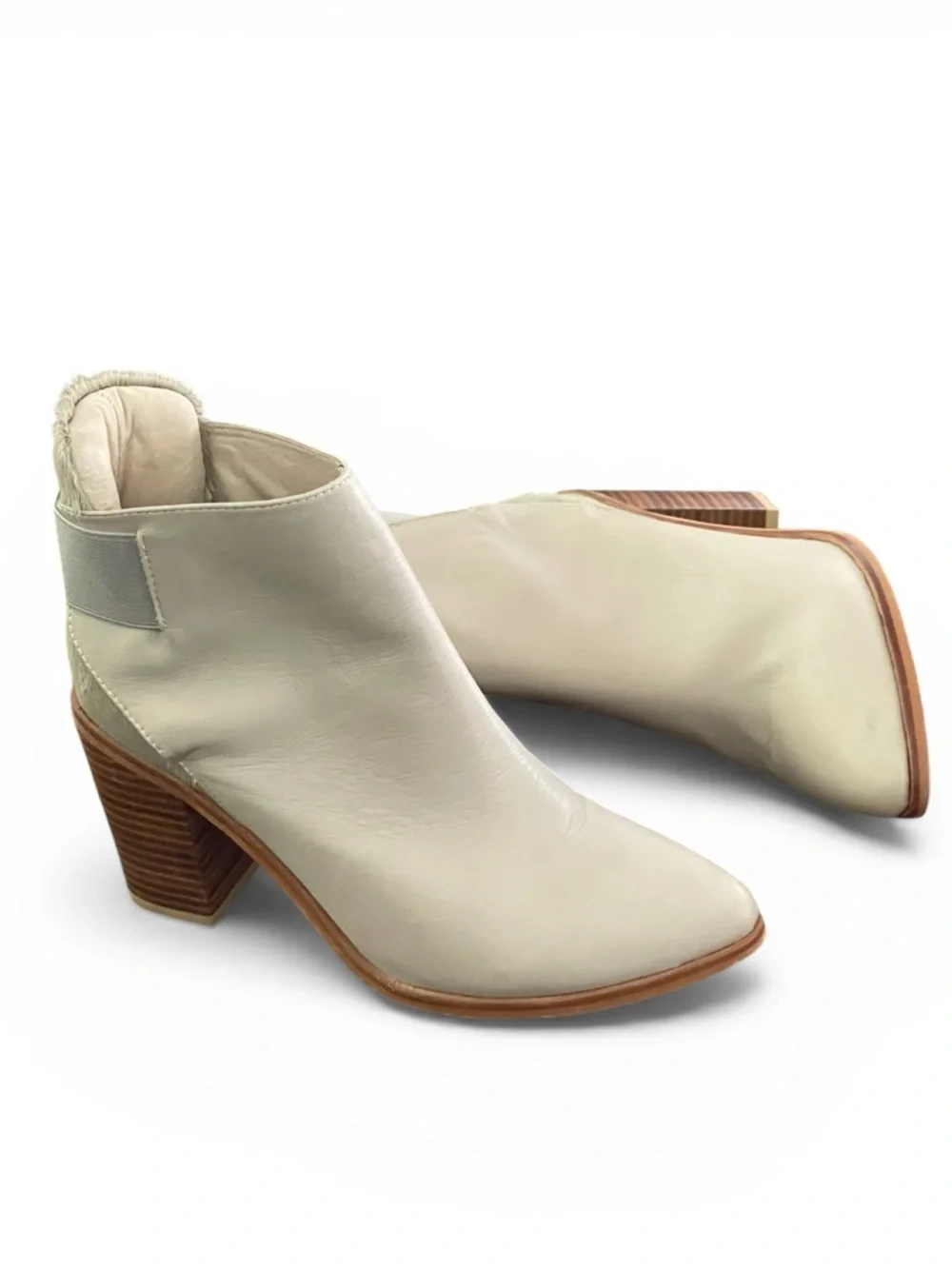 Sol Sana Monk Dove Gray (Greige) Leather Ankle Boots Sz 41 US 10 Calf Hair